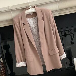 Skies Are Blue dark tan Blazer with Floral Lining